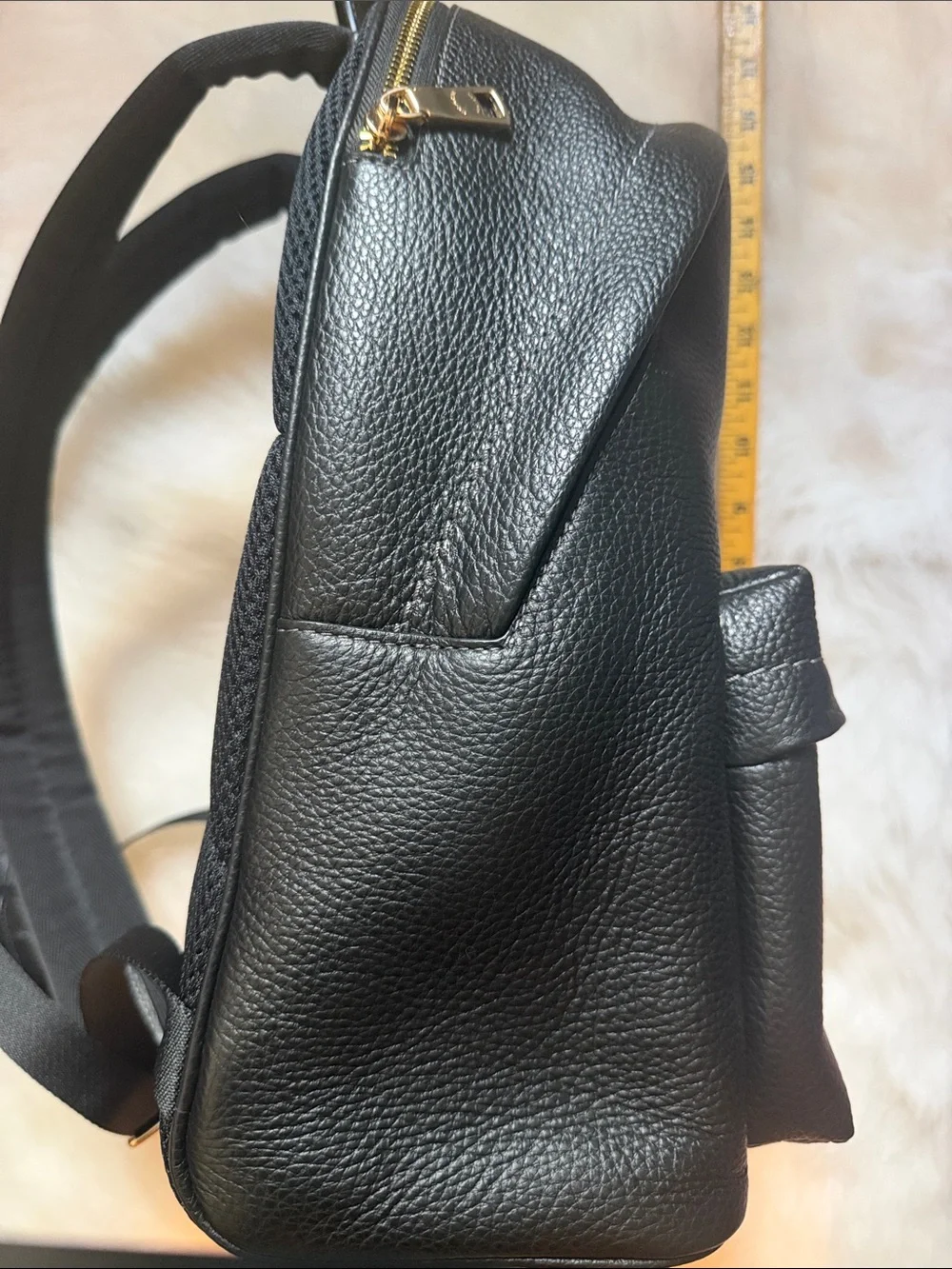 Coach Black Pebbled Leather Backpack with Gold-Tone Accents